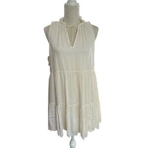 Aritzia Wilfred Daiquiri Dress Women’s XS Light Birch White Tiered Mini Flounce
